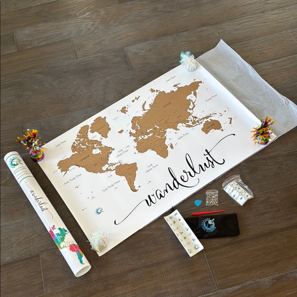 NWT Large Wanderlust Scratch Off World Map (36in x 24in)